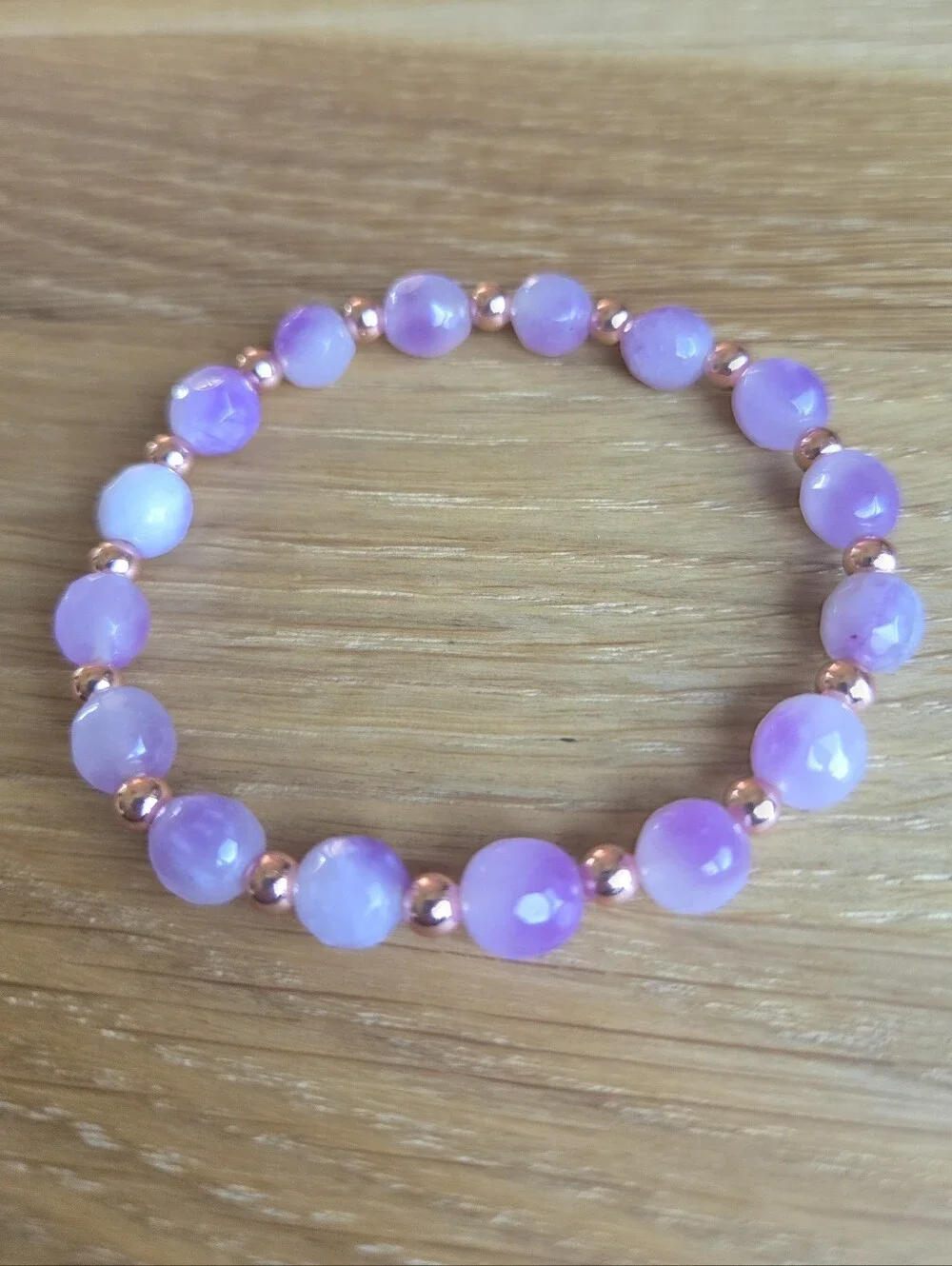 Purple Jade Beaded Stretch Bracelet  | Handmade